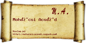 Mohácsi Acsád névjegykártya